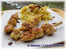 brochette poulet soja sesame