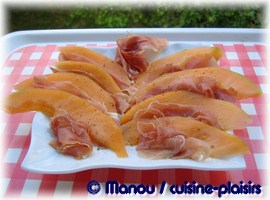 chiffonnade de jambon sec au melon epice