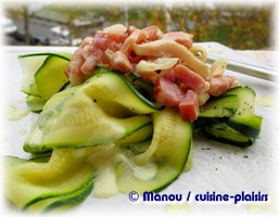 tagliatelles courgettes lardons chevre