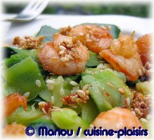 tagliatelles de courgettes aux crevettes epicees