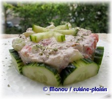 tartare de tomate et concombre au thon